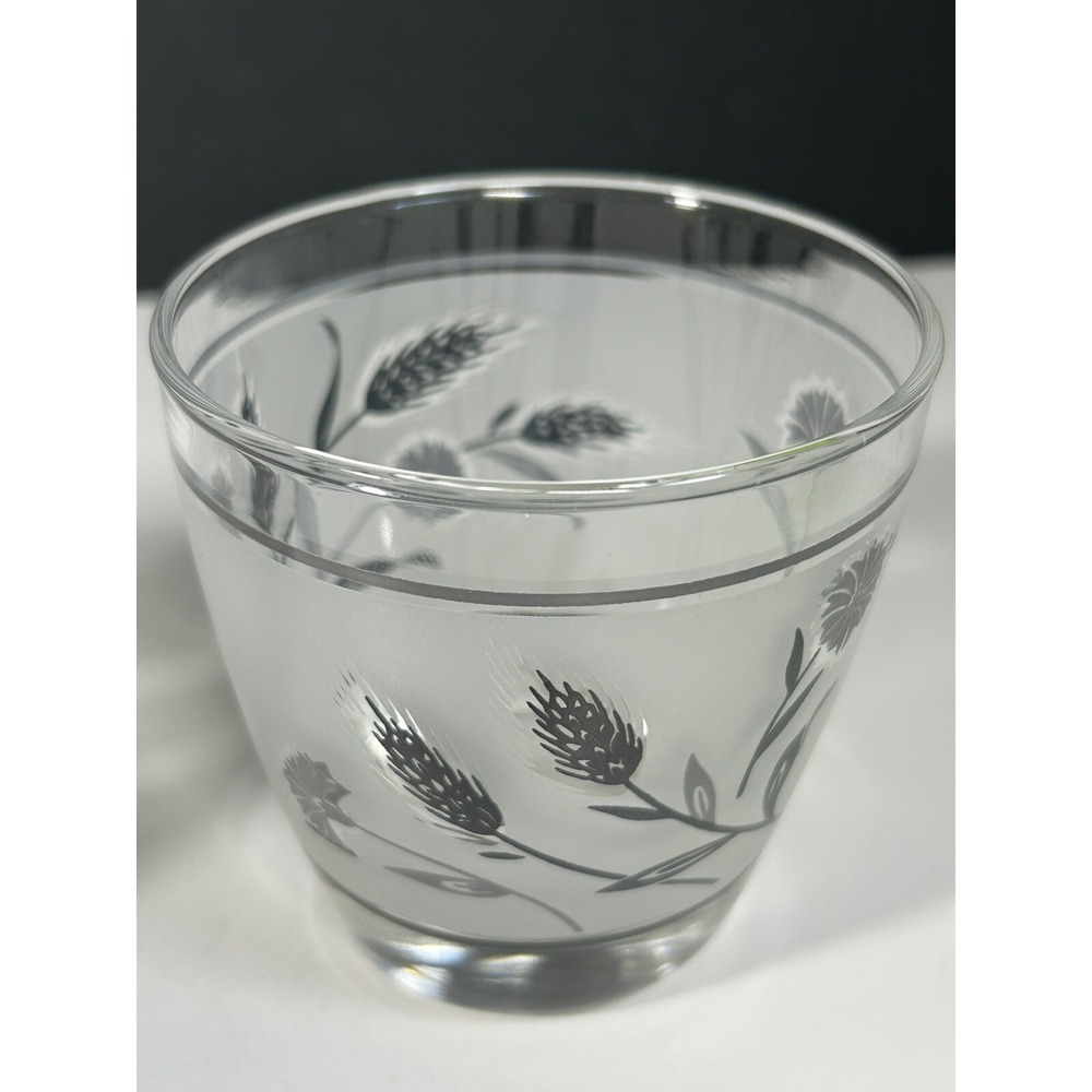 Set Of 3 Libbey Glasses Frosted Silver Leaf Old Fashioned Low Ball Vintage Glass - Picture 7 of 9